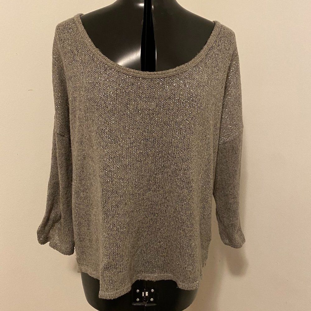 Maurice Boho Lace Back Scoop Neck Long Adjustable Sleeve Womens Top Size XL